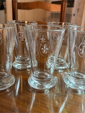Clear Fleur-de-Lis Glass Tumbler Set - Clear Glass, Set of 5